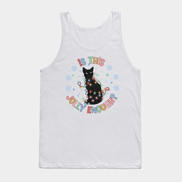 Is This Jolly Enough, Funny Cat Christmas Apparel Tank Top by ThatVibe